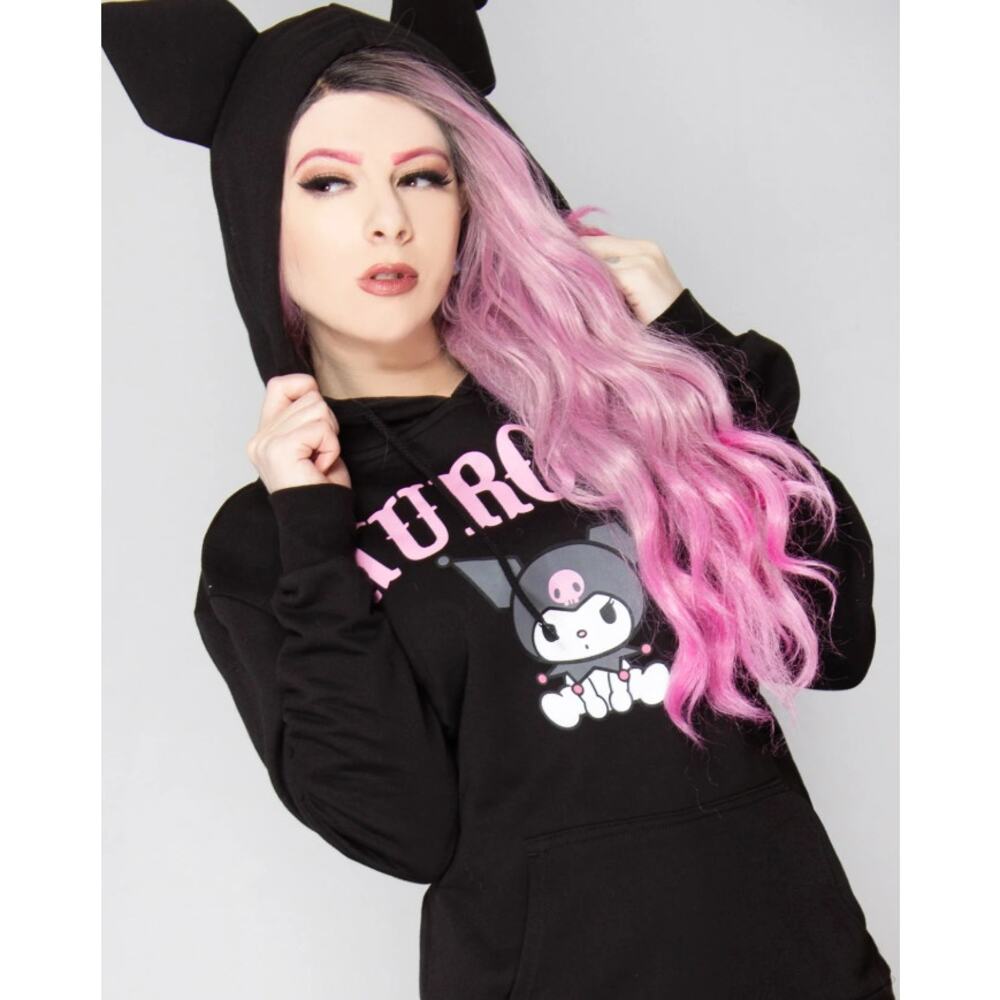 Sanrio Kuromi 3D Plush Ears Hoodie size med